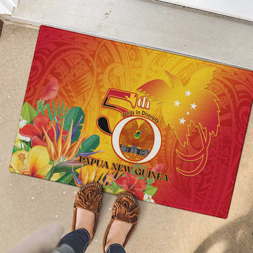 Papua New Guinea Independence Day Rubber Doormat 50th Anniversary Unity in Diversity