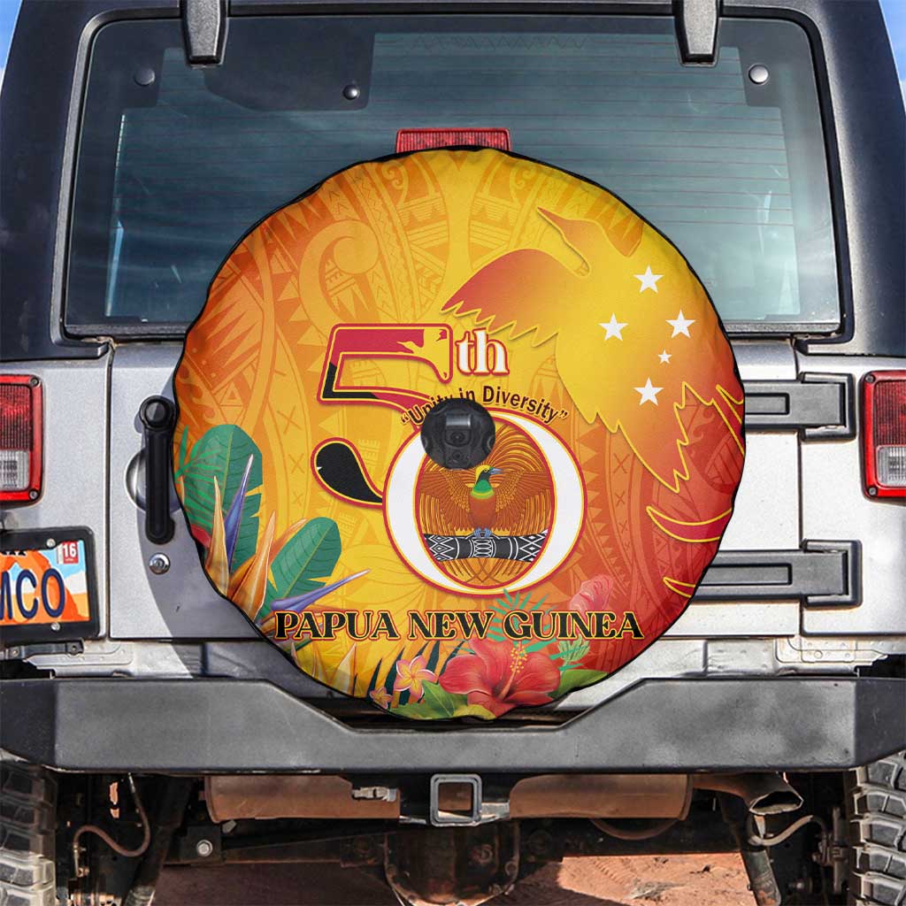 Papua New Guinea Independence Day Spare Tire Cover 50th Anniversary Unity in Diversity LT14 Red - Polynesian Pride
