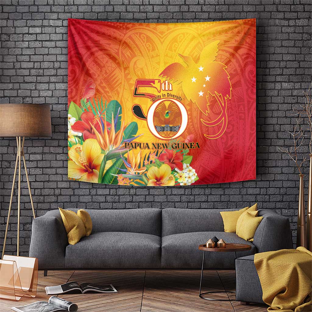Papua New Guinea Independence Day Tapestry 50th Anniversary Unity in Diversity LT14 Red - Polynesian Pride