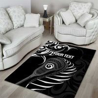 Personalised New Zealand Silver Fern Lacrosse Area Rug Aotearoa Maori Pattern