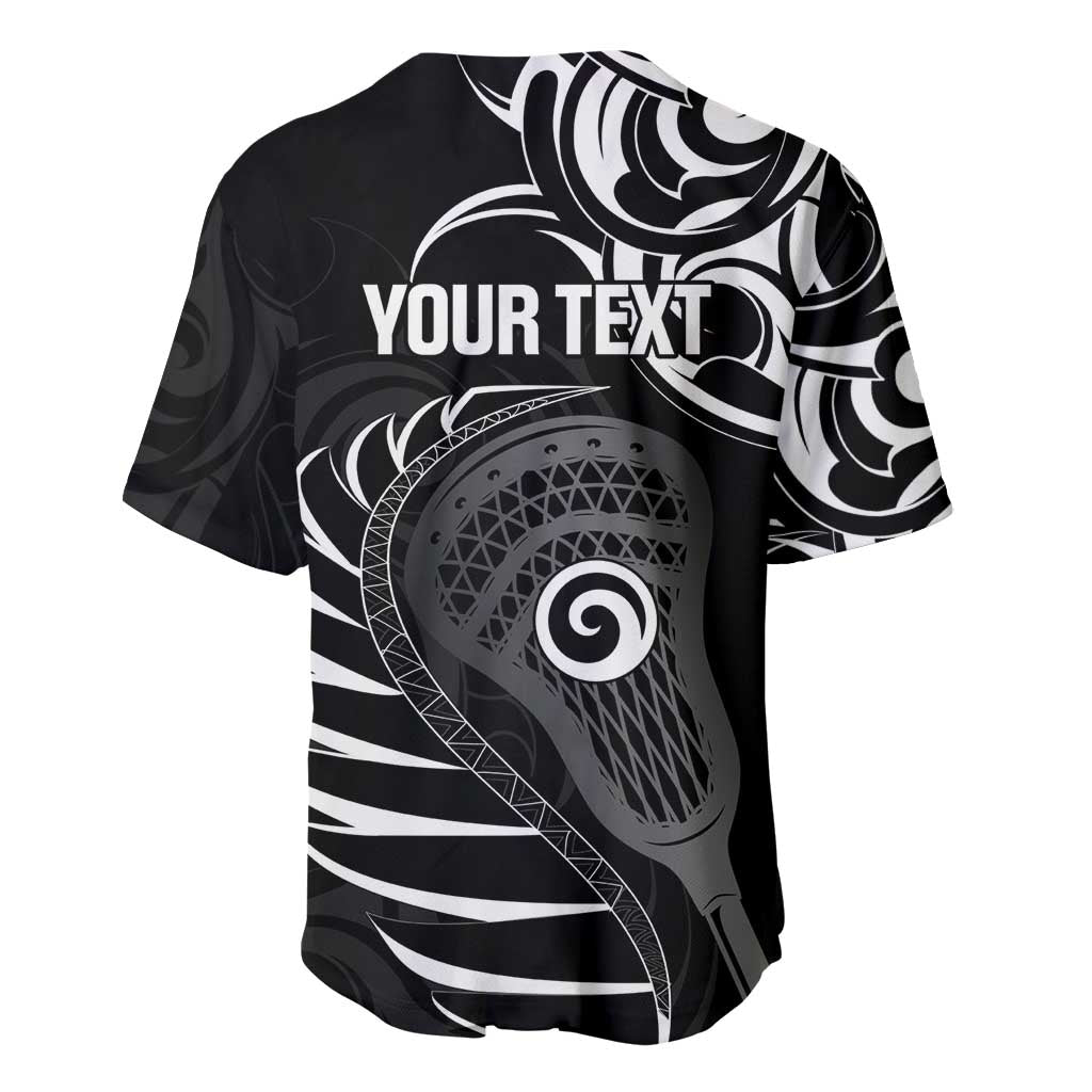 Personalised New Zealand Silver Fern Lacrosse Baseball Jersey Aotearoa Maori Pattern