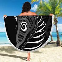 Personalised New Zealand Silver Fern Lacrosse Beach Blanket Aotearoa Maori Pattern