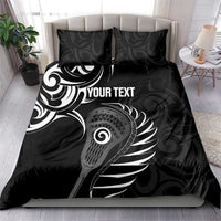 Personalised New Zealand Silver Fern Lacrosse Bedding Set Aotearoa Maori Pattern LT14 - Polynesian Pride