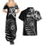 Personalised New Zealand Silver Fern Lacrosse Couples Matching Summer Maxi Dress and Hawaiian Shirt Aotearoa Maori Pattern