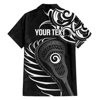 Personalised New Zealand Silver Fern Lacrosse Family Matching Long Sleeve Bodycon Dress and Hawaiian Shirt Aotearoa Maori Pattern LT14 - Polynesian Pride