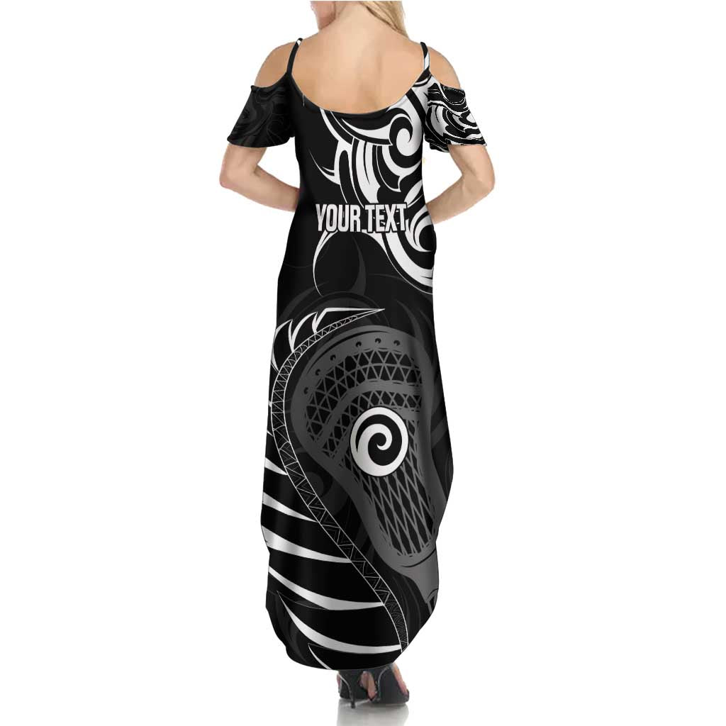 Personalised New Zealand Silver Fern Lacrosse Family Matching Summer Maxi Dress and Hawaiian Shirt Aotearoa Maori Pattern