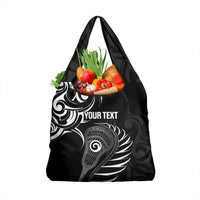 Personalised New Zealand Silver Fern Lacrosse Grocery Bag Aotearoa Maori Pattern
