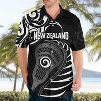 Personalised New Zealand Silver Fern Lacrosse Hawaiian Shirt Aotearoa Maori Pattern