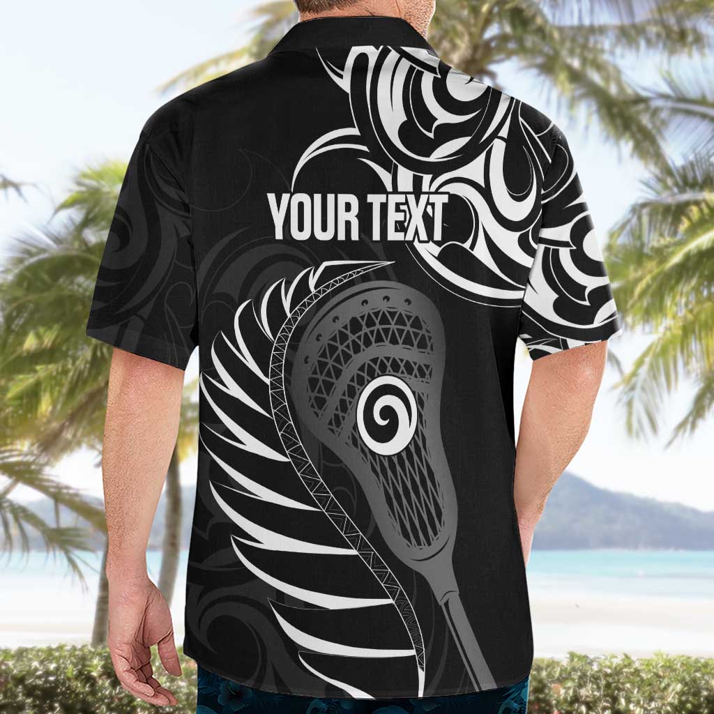 Personalised New Zealand Silver Fern Lacrosse Hawaiian Shirt Aotearoa Maori Pattern