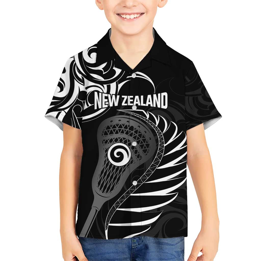 Personalised New Zealand Silver Fern Lacrosse Hawaiian Shirt Aotearoa Maori Pattern