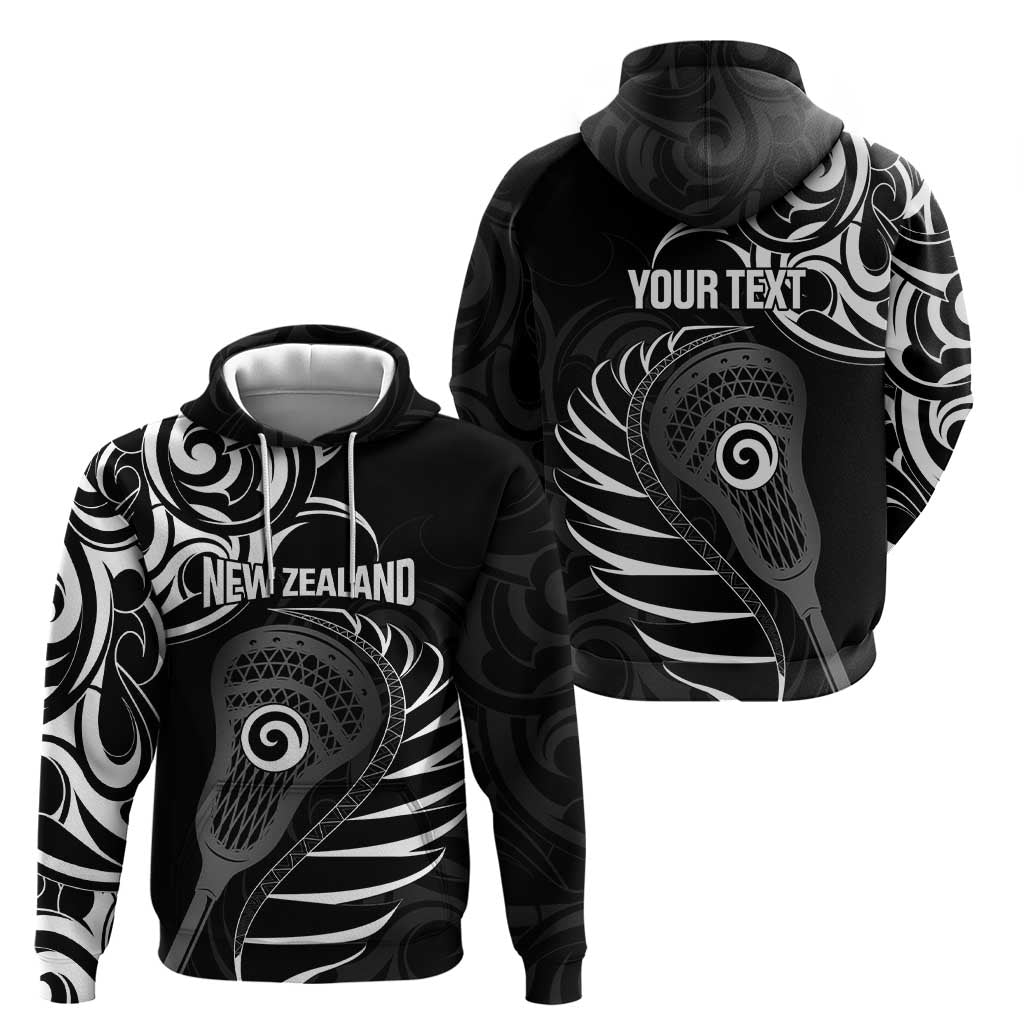Personalised New Zealand Silver Fern Lacrosse Hoodie Aotearoa Maori Pattern