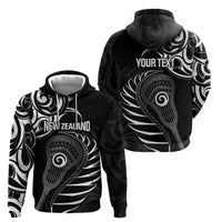 Personalised New Zealand Silver Fern Lacrosse Hoodie Aotearoa Maori Pattern