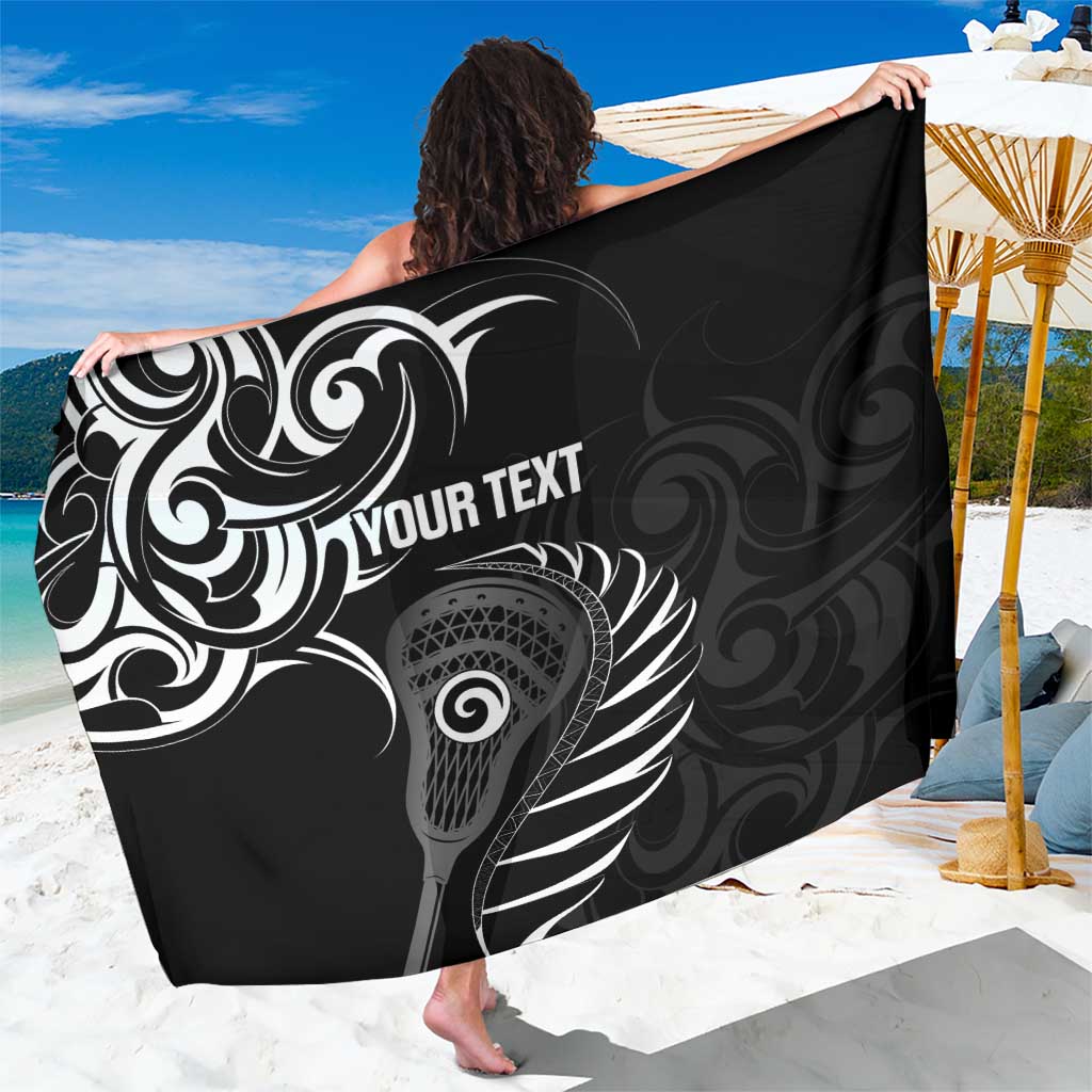 Personalised New Zealand Silver Fern Lacrosse Sarong Aotearoa Maori Pattern LT14 One Size 44 x 66 inches Black - Polynesian Pride