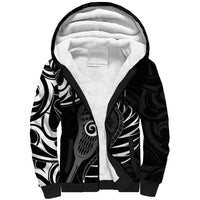 Personalised New Zealand Silver Fern Lacrosse Sherpa Hoodie Aotearoa Maori Pattern