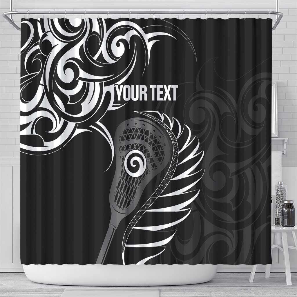 Personalised New Zealand Silver Fern Lacrosse Shower Curtain Aotearoa Maori Pattern