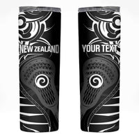 Personalised New Zealand Silver Fern Lacrosse Skinny Tumbler Aotearoa Maori Pattern