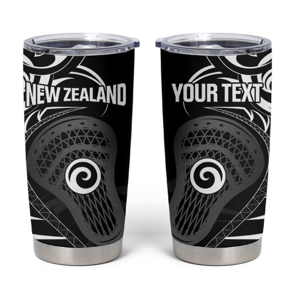 Personalised New Zealand Silver Fern Lacrosse Tumbler Cup Aotearoa Maori Pattern LT14 Black - Polynesian Pride