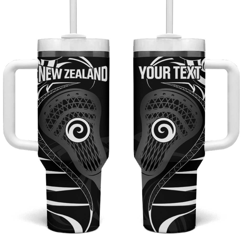 Personalised New Zealand Silver Fern Lacrosse Tumbler With Handle Aotearoa Maori Pattern