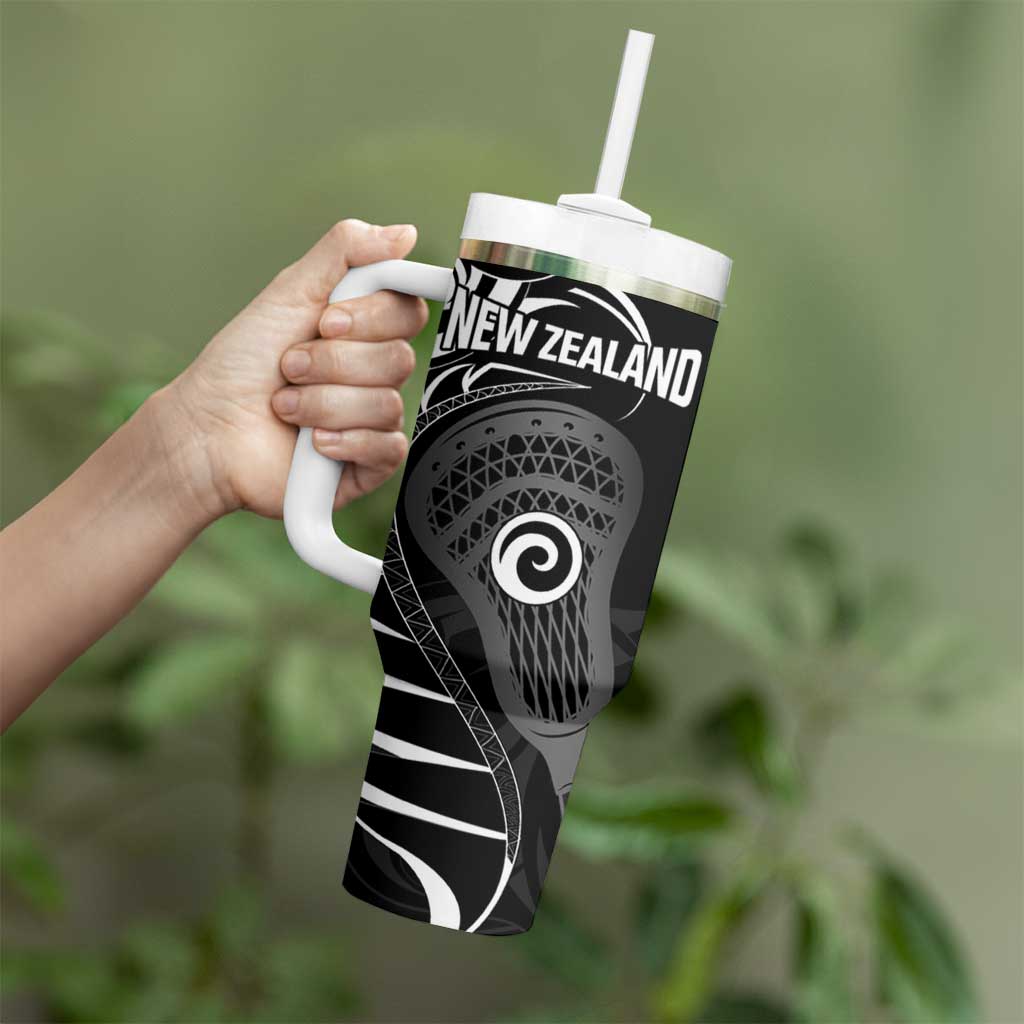 Personalised New Zealand Silver Fern Lacrosse Tumbler With Handle Aotearoa Maori Pattern