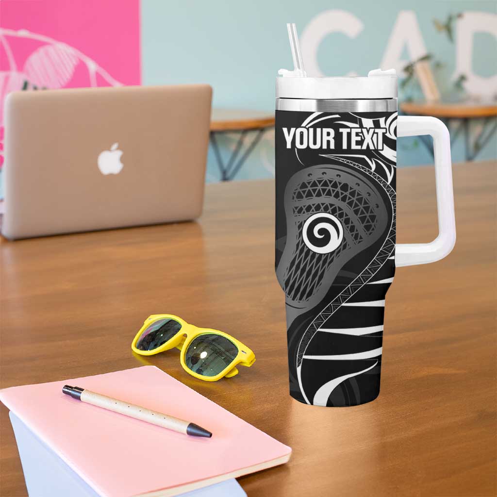Personalised New Zealand Silver Fern Lacrosse Tumbler With Handle Aotearoa Maori Pattern