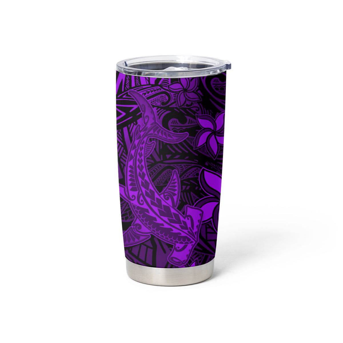 Polynesian Tumbler Cup Purple Hawaiian Tribal Hammerhead Shark