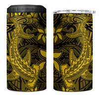 Polynesian 4 in 1 Can Cooler Tumbler Gold Hawaiian Tribal Hammerhead Shark