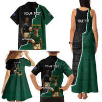 Personalised New Zealand And South Africa Rugby Family Matching Tank Maxi Dress and Hawaiian Shirt 2024 All Black Springboks Mascots Together