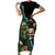 Personalised New Zealand And South Africa Rugby Short Sleeve Bodycon Dress 2024 All Black Springboks Mascots Together