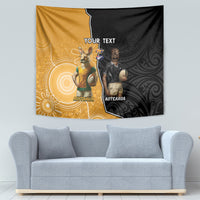 Personalised New Zealand And Australia Rugby Tapestry 2024 All Black Wallabies Mascots Together