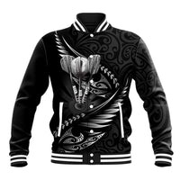 Personalised All Black New Zealand Darts Baseball Jacket Aoteroa Fern Maori Galaxy Style