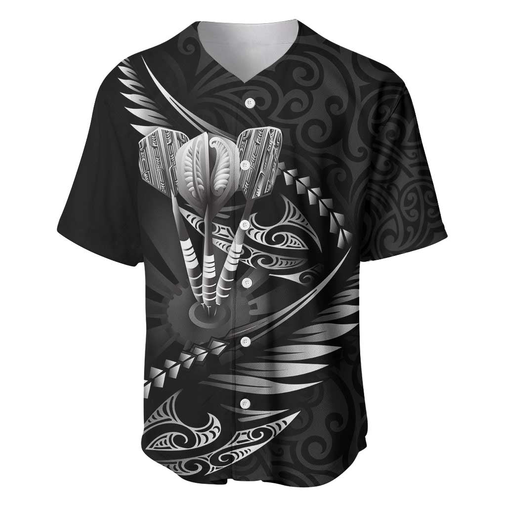 Personalised All Black New Zealand Darts Baseball Jersey Aoteroa Fern Maori Galaxy Style
