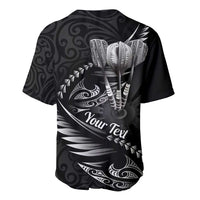 Personalised All Black New Zealand Darts Baseball Jersey Aoteroa Fern Maori Galaxy Style
