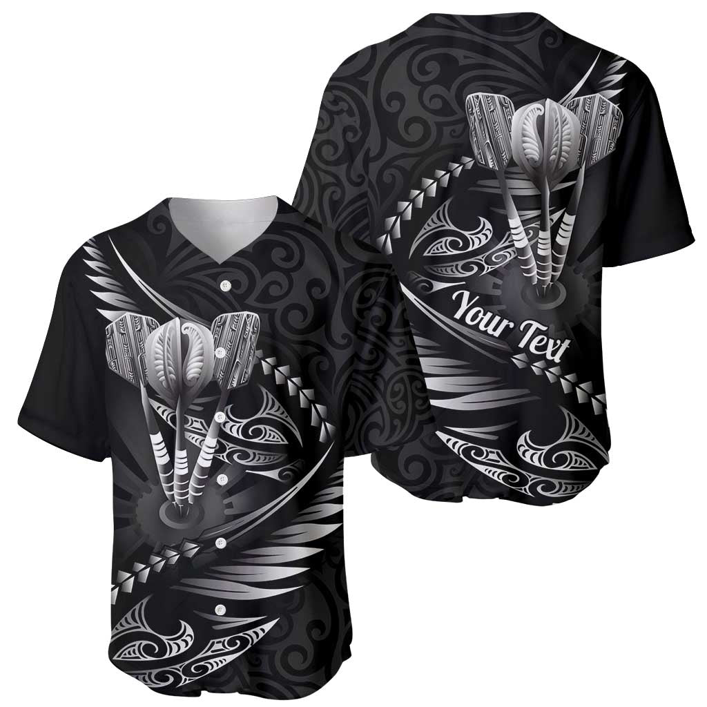Personalised All Black New Zealand Darts Baseball Jersey Aoteroa Fern Maori Galaxy Style