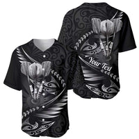 Personalised All Black New Zealand Darts Baseball Jersey Aoteroa Fern Maori Galaxy Style