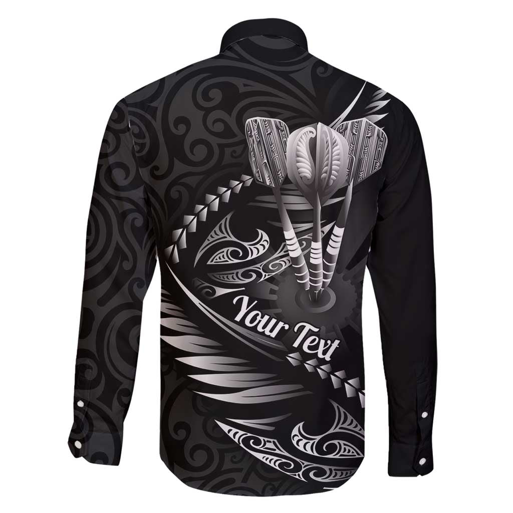 Personalised All Black New Zealand Darts Family Matching Long Sleeve Bodycon Dress and Hawaiian Shirt Aoteroa Fern Maori Galaxy Style