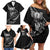Personalised All Black New Zealand Darts Family Matching Off Shoulder Short Dress and Hawaiian Shirt Aoteroa Fern Maori Galaxy Style