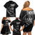 Personalised All Black New Zealand Darts Family Matching Off Shoulder Short Dress and Hawaiian Shirt Aoteroa Fern Maori Galaxy Style