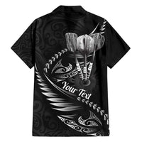 Personalised All Black New Zealand Darts Family Matching Tank Maxi Dress and Hawaiian Shirt Aoteroa Fern Maori Galaxy Style