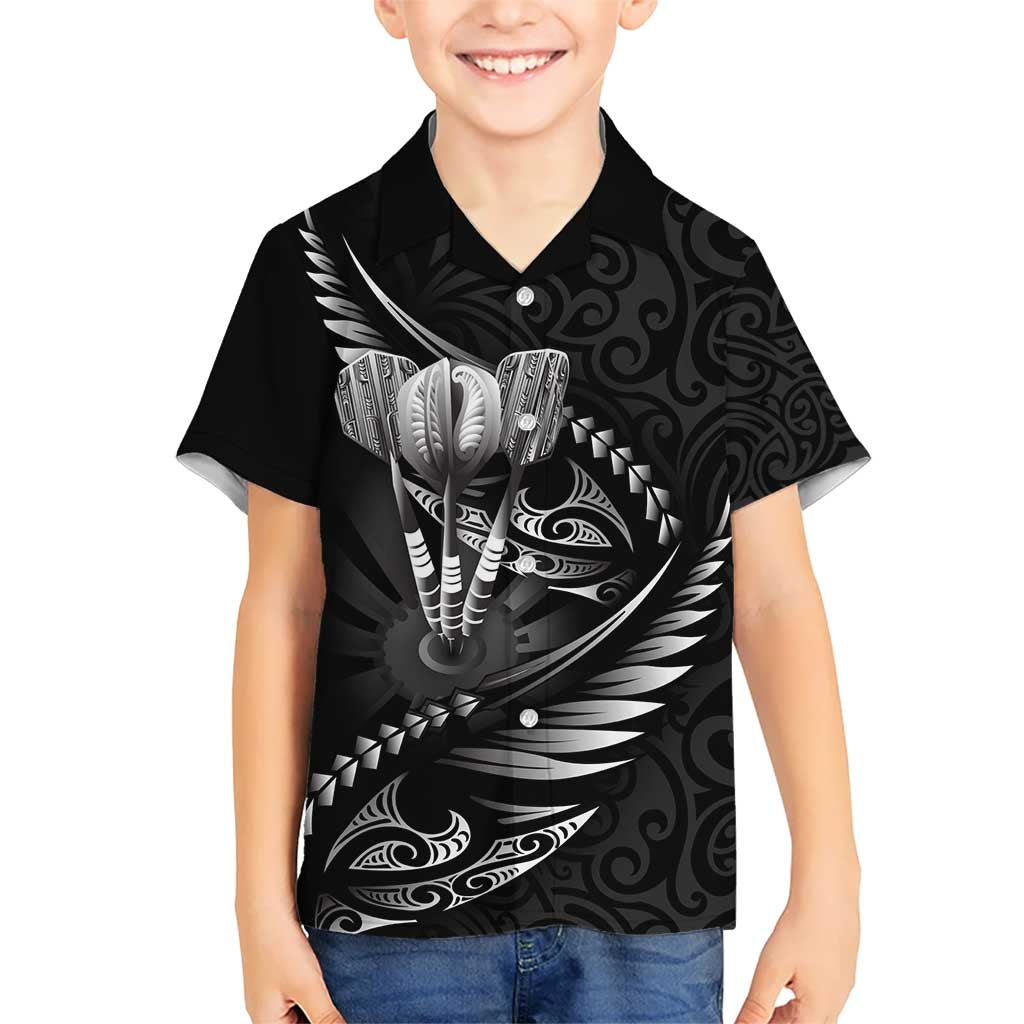 Personalised All Black New Zealand Darts Hawaiian Shirt Aoteroa Fern Maori Galaxy Style
