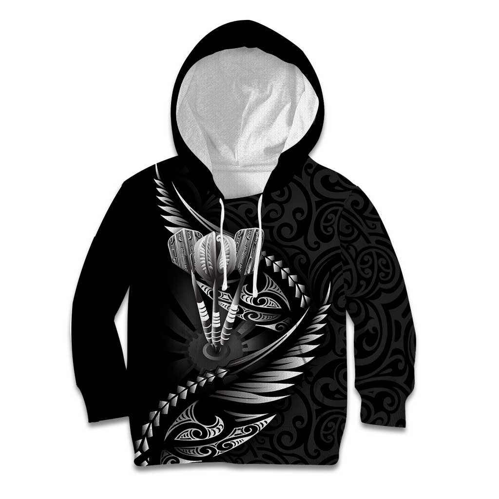 Personalised All Black New Zealand Darts Kid Hoodie Aoteroa Fern Maori Galaxy Style