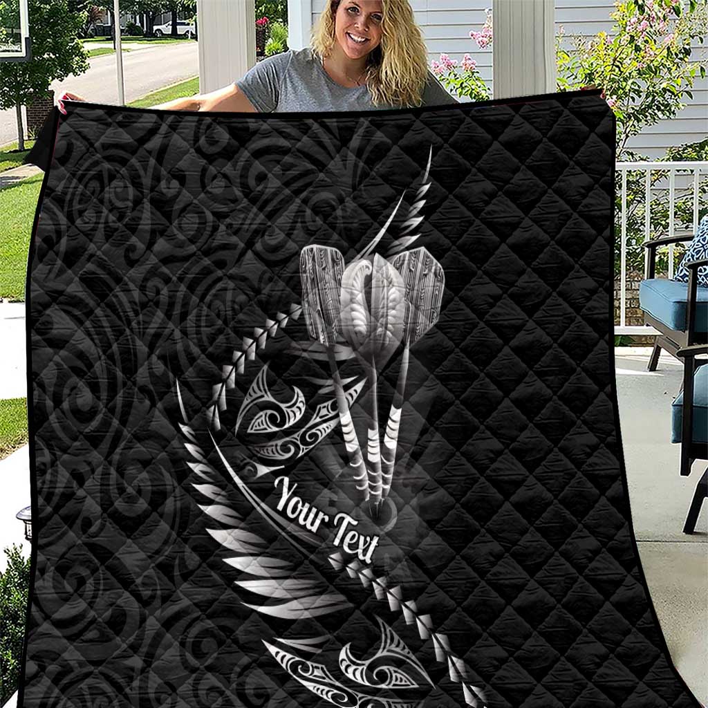 Personalised All Black New Zealand Darts Quilt Aoteroa Fern Maori Galaxy Style
