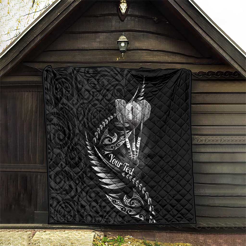 Personalised All Black New Zealand Darts Quilt Aoteroa Fern Maori Galaxy Style