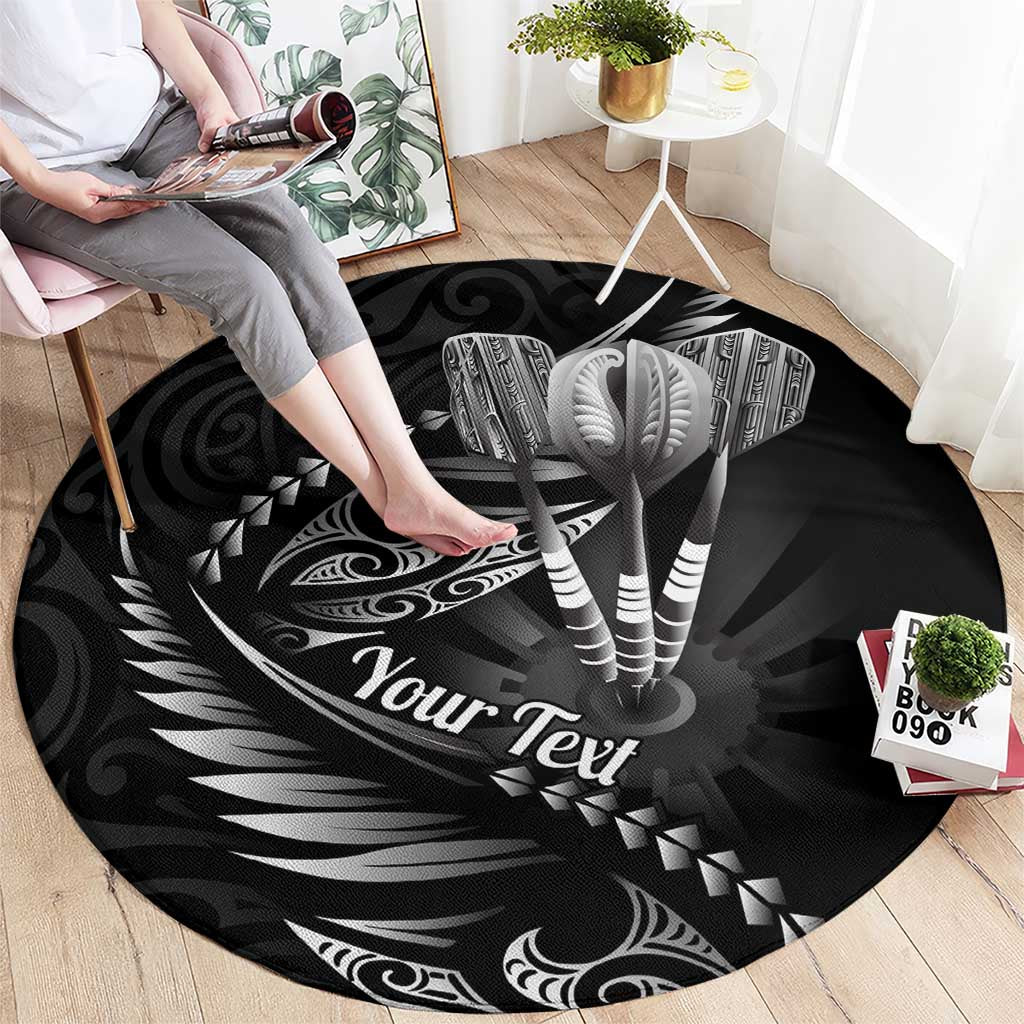 Personalised All Black New Zealand Darts Round Carpet Aoteroa Fern Maori Galaxy Style