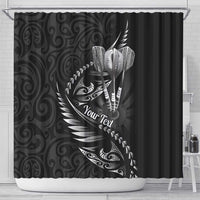 Personalised All Black New Zealand Darts Shower Curtain Aoteroa Fern Maori Galaxy Style