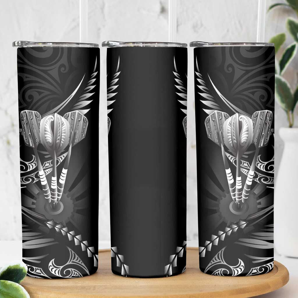 All Black New Zealand Darts Skinny Tumbler Aoteroa Fern Maori Galaxy Style