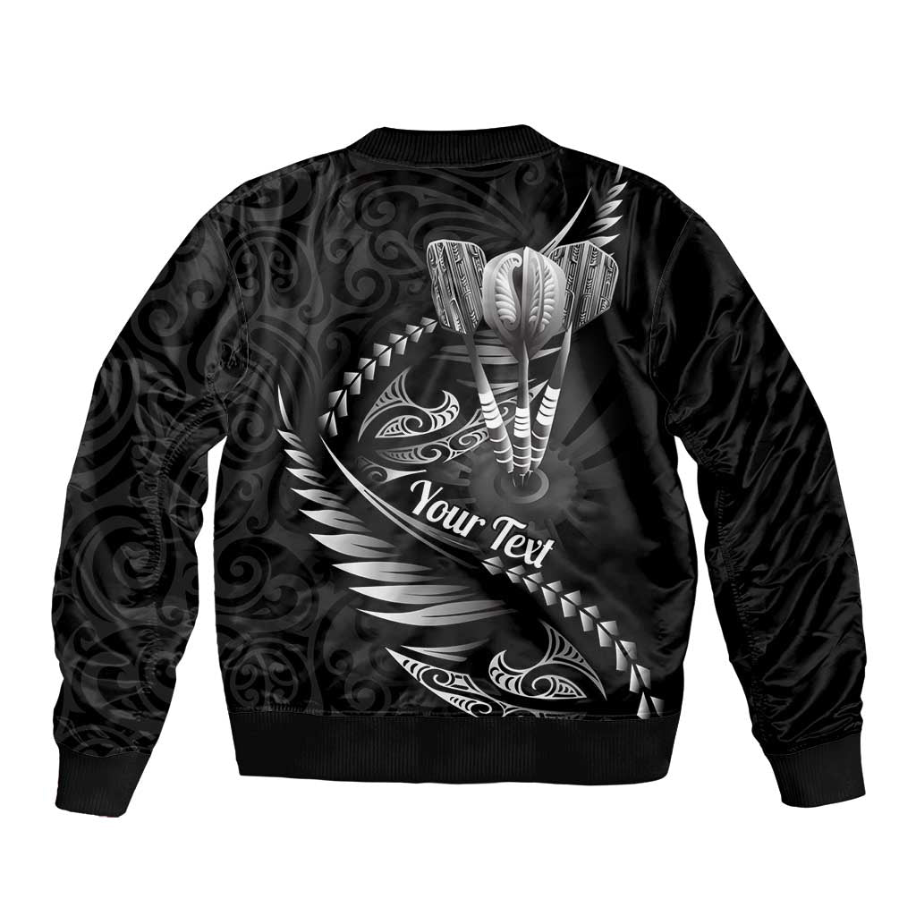 Personalised All Black New Zealand Darts Sleeve Zip Bomber Jacket Aoteroa Fern Maori Galaxy Style