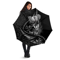 Personalised All Black New Zealand Darts Umbrella Aoteroa Fern Maori Galaxy Style - Polynesian Pride