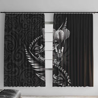 Personalised All Black New Zealand Darts Window Curtain Aoteroa Fern Maori Galaxy Style
