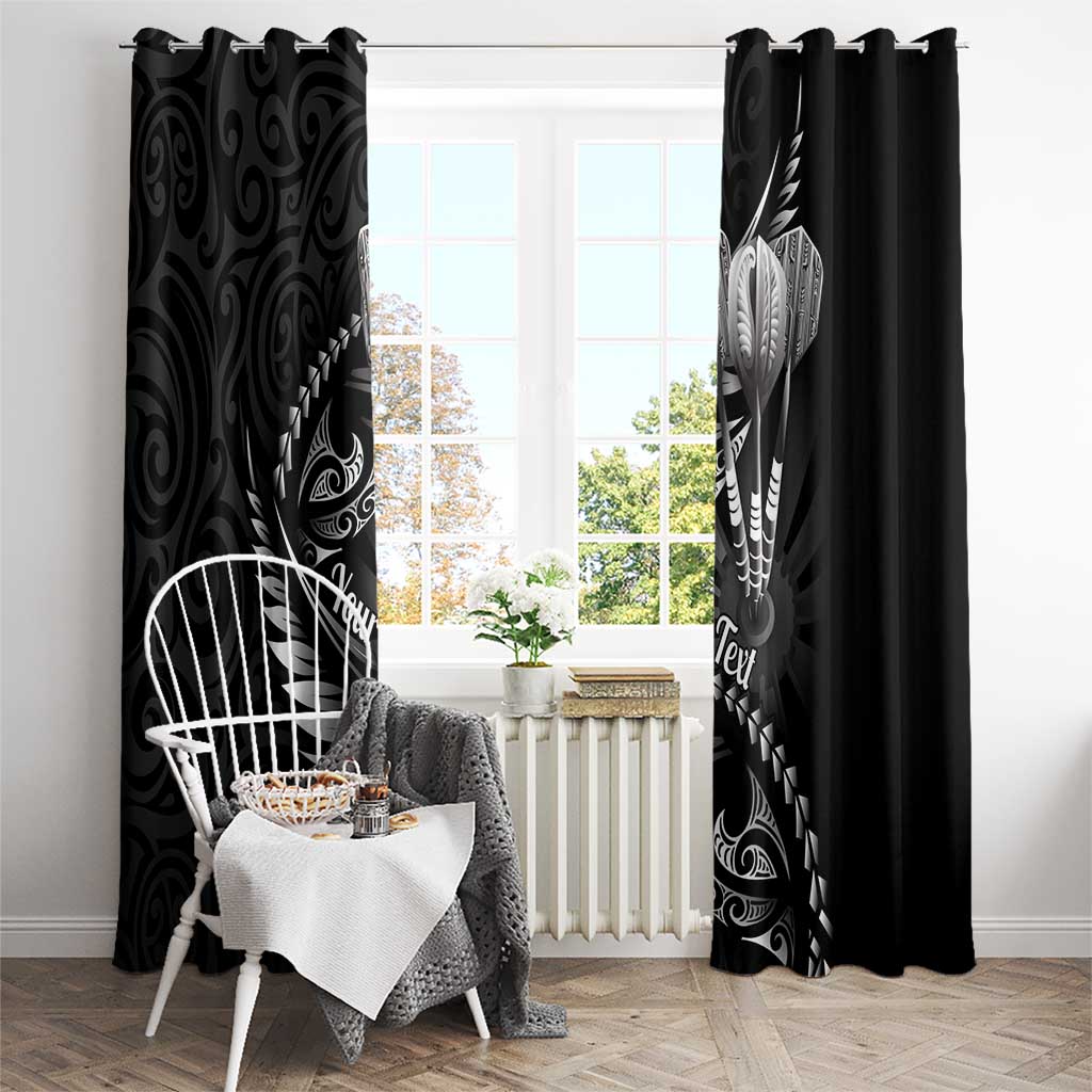 Personalised All Black New Zealand Darts Window Curtain Aoteroa Fern Maori Galaxy Style