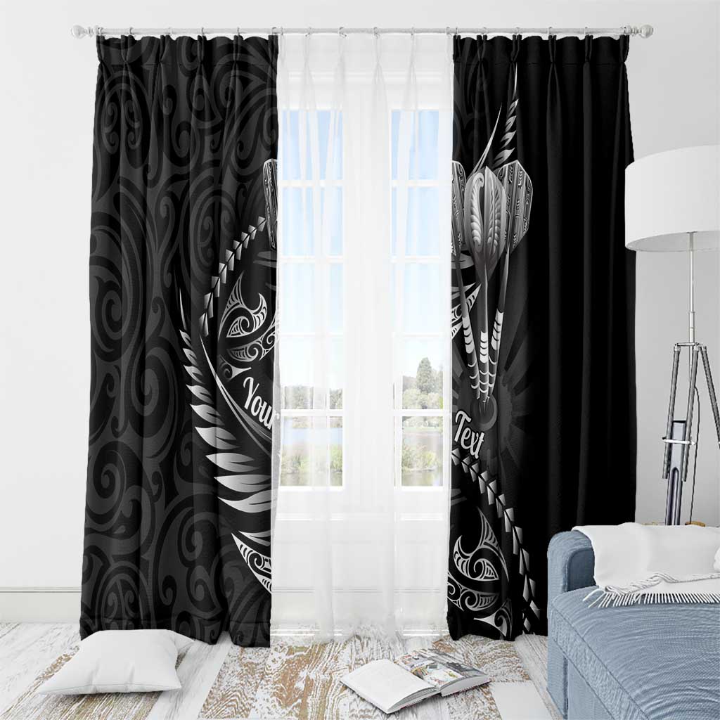 Personalised All Black New Zealand Darts Window Curtain Aoteroa Fern Maori Galaxy Style